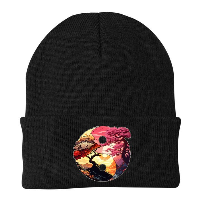 Yin And Yang Japanese Bonsai Trees Seasons Fall Spring Beanie