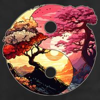 Yin And Yang Japanese Bonsai Trees Seasons Fall Spring Beanie