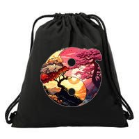 Yin And Yang Japanese Bonsai Trees Seasons Fall Spring Drawstring Bag