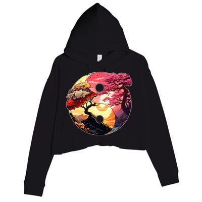 Yin And Yang Japanese Bonsai Trees Seasons Fall Spring Crop Fleece Hoodie
