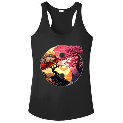 Yin And Yang Japanese Bonsai Trees Seasons Fall Spring Ladies PosiCharge Competitor Racerback Tank
