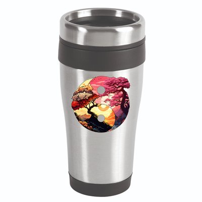 Yin And Yang Japanese Bonsai Trees Seasons Fall Spring 16oz Travel Tumbler