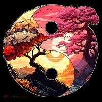 Yin And Yang Japanese Bonsai Trees Seasons Fall Spring Youth Performance Sprint T-Shirt