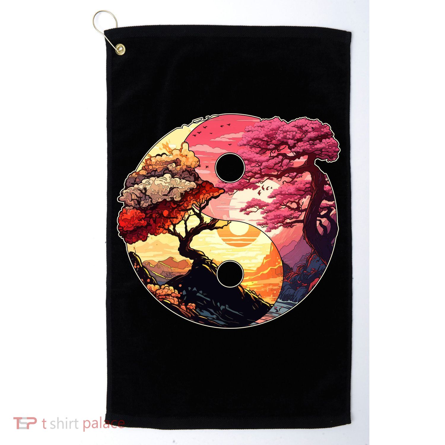 Yin And Yang Japanese Bonsai Trees Seasons Fall Spring Golf Towel