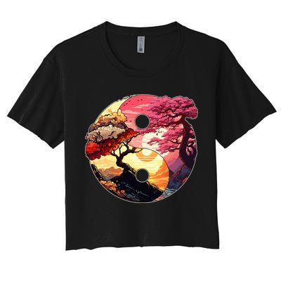 Yin And Yang Japanese Bonsai Trees Seasons Fall Spring Crop Top