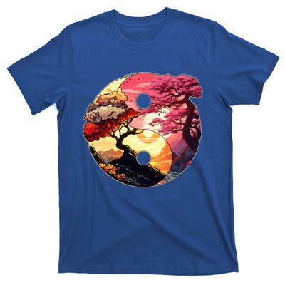 Yin And Yang Japanese Bonsai Trees Seasons Fall Spring T-Shirt