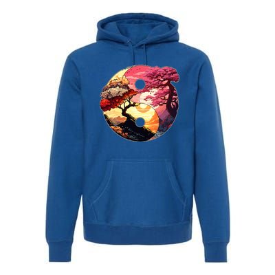 Yin And Yang Japanese Bonsai Trees Seasons Fall Spring Premium Hoodie