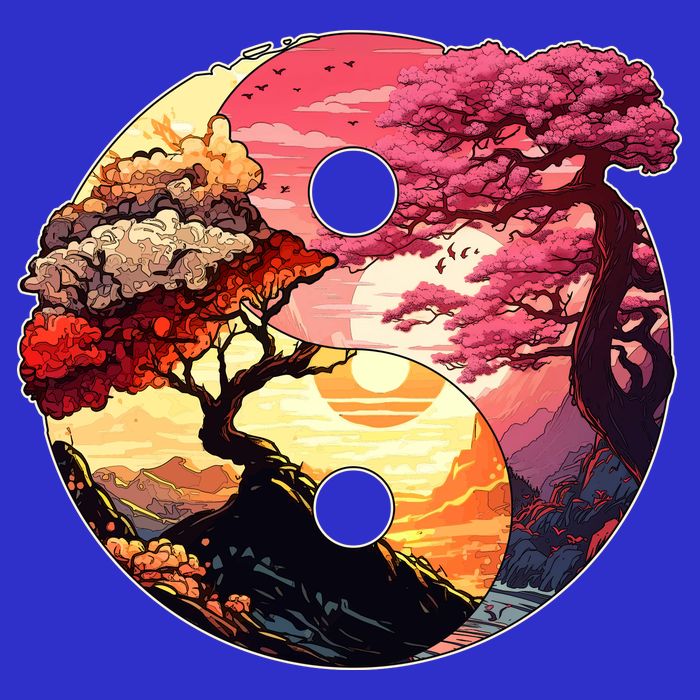 Yin And Yang Japanese Bonsai Trees Seasons Fall Spring 16 in Basic Backpack
