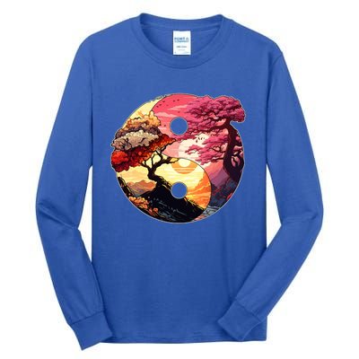 Yin And Yang Japanese Bonsai Trees Seasons Fall Spring Tall Long Sleeve T-Shirt