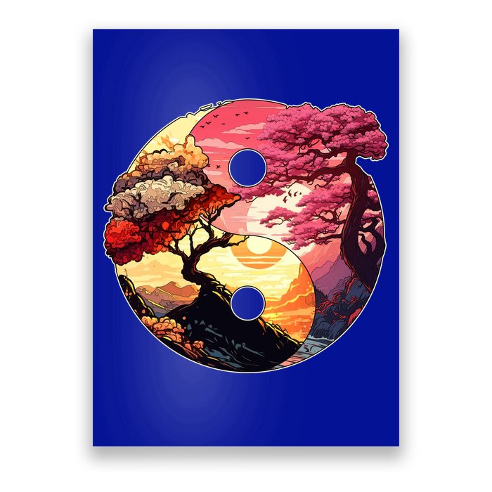 Yin And Yang Japanese Bonsai Trees Seasons Fall Spring Poster