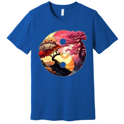 Yin And Yang Japanese Bonsai Trees Seasons Fall Spring Premium T-Shirt