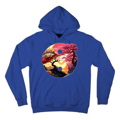 Yin And Yang Japanese Bonsai Trees Seasons Fall Spring Tall Hoodie