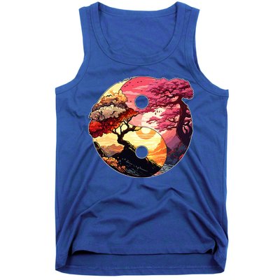 Yin And Yang Japanese Bonsai Trees Seasons Fall Spring Tank Top
