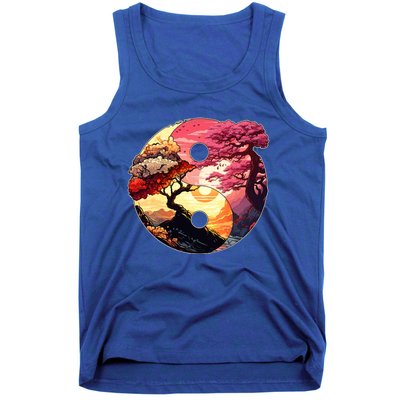 Yin And Yang Japanese Bonsai Trees Seasons Fall Spring Tank Top