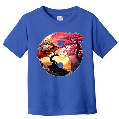 Yin And Yang Japanese Bonsai Trees Seasons Fall Spring Toddler T-Shirt