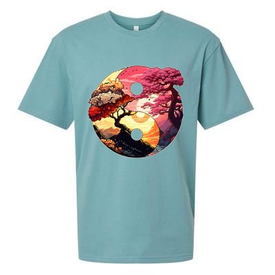 Yin And Yang Japanese Bonsai Trees Seasons Fall Spring Sueded Cloud Jersey T-Shirt