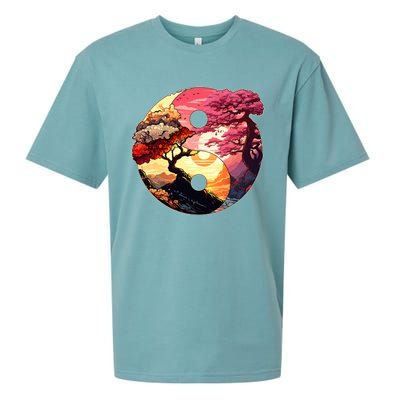 Yin And Yang Japanese Bonsai Trees Seasons Fall Spring Sueded Cloud Jersey T-Shirt