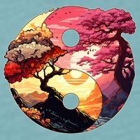 Yin And Yang Japanese Bonsai Trees Seasons Fall Spring Sueded Cloud Jersey T-Shirt
