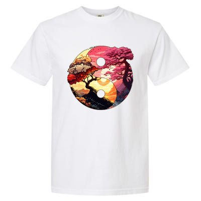 Yin And Yang Japanese Bonsai Trees Seasons Fall Spring Garment-Dyed Heavyweight T-Shirt