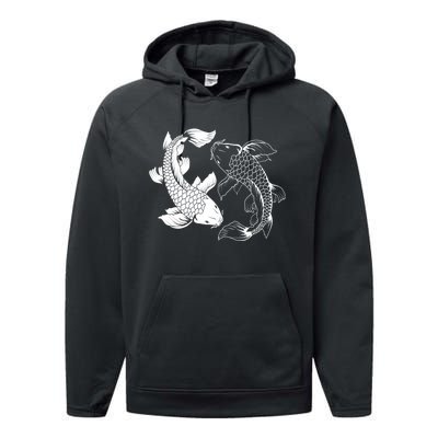 Yin And Yang Japanese Koi Fish Performance Fleece Hoodie