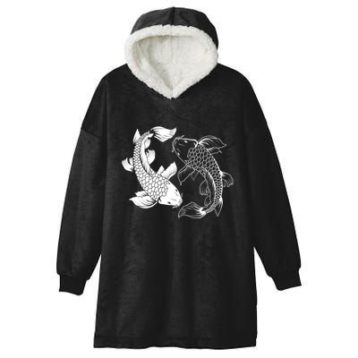 Yin And Yang Japanese Koi Fish Hooded Wearable Blanket
