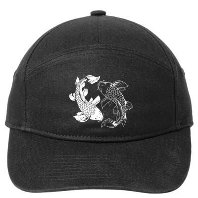 Yin And Yang Japanese Koi Fish 7-Panel Snapback Hat