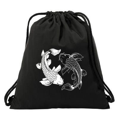 Yin And Yang Japanese Koi Fish Drawstring Bag
