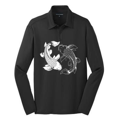 Yin And Yang Japanese Koi Fish Silk Touch Performance Long Sleeve Polo