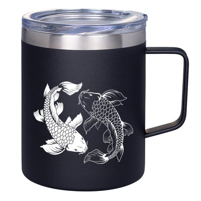 Yin And Yang Japanese Koi Fish 12oz Stainless Steel Coffee Mug