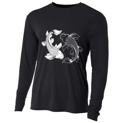 Yin And Yang Japanese Koi Fish Cooling Performance Long Sleeve Crew