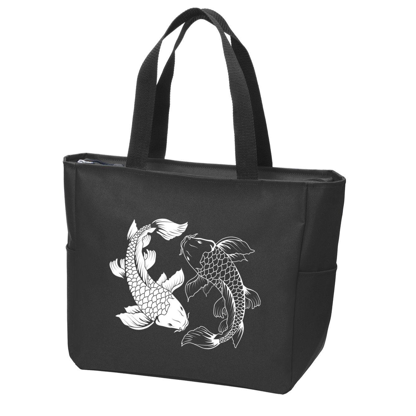 Yin And Yang Japanese Koi Fish Zip Tote Bag