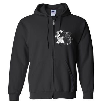 Yin And Yang Japanese Koi Fish Full Zip Hoodie