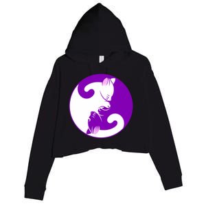 Yin And Yang Cats Cute Meditation Cat Yoga Great Gift Crop Fleece Hoodie