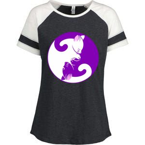 Yin And Yang Cats Cute Meditation Cat Yoga Great Gift Enza Ladies Jersey Colorblock Tee