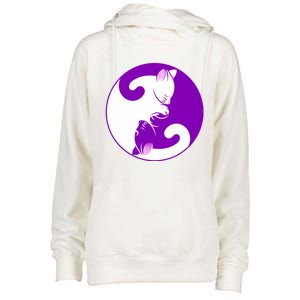 Yin And Yang Cats Cute Meditation Cat Yoga Great Gift Womens Funnel Neck Pullover Hood