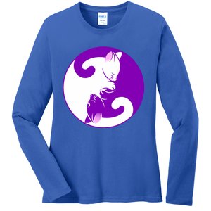 Yin And Yang Cats Cute Meditation Cat Yoga Great Gift Ladies Long Sleeve Shirt