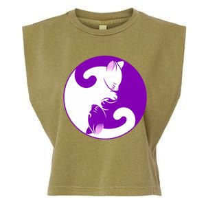 Yin And Yang Cats Cute Meditation Cat Yoga Great Gift Garment-Dyed Women's Muscle Tee