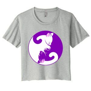 Yin And Yang Cats Cute Meditation Cat Yoga Great Gift Women's Crop Top Tee