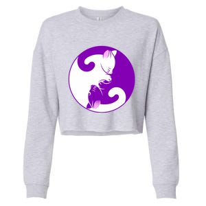 Yin And Yang Cats Cute Meditation Cat Yoga Great Gift Cropped Pullover Crew