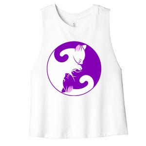 Yin And Yang Cats Cute Meditation Cat Yoga Great Gift Women's Racerback Cropped Tank