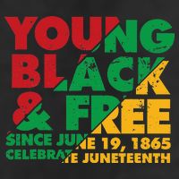 Young Black and Free novelty Juneteenth 7 Panel Mesh Trucker Snapback Hat
