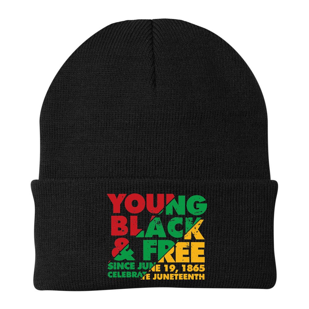 Young Black and Free novelty Juneteenth Beanie
