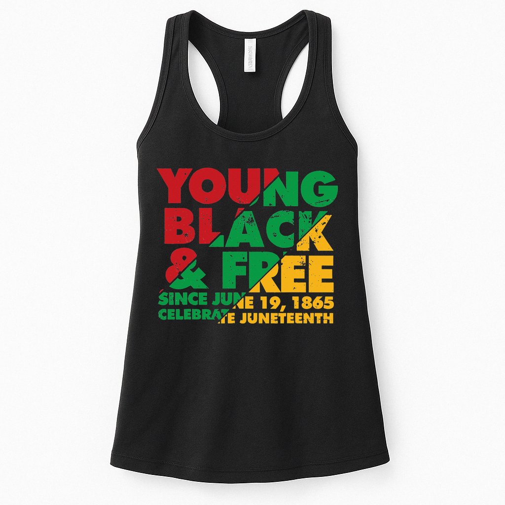 Young Black and Free novelty Juneteenth Womens Tank Top