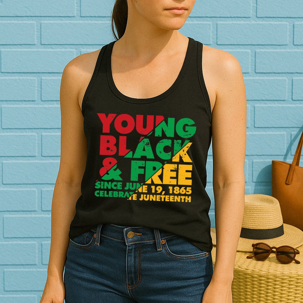 Young Black and Free novelty Juneteenth Womens Tank Top