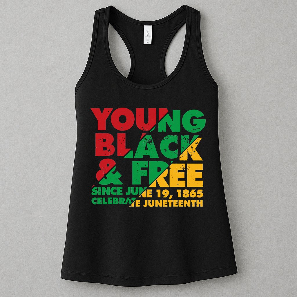 Young Black and Free novelty Juneteenth Womens Tank Top