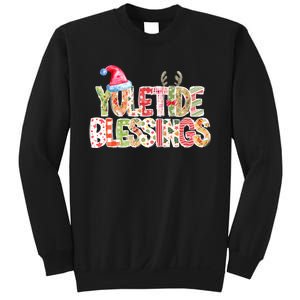 Yuletide Blessings Christmas Santa’S Hat Reindeer Antlers Sweatshirt