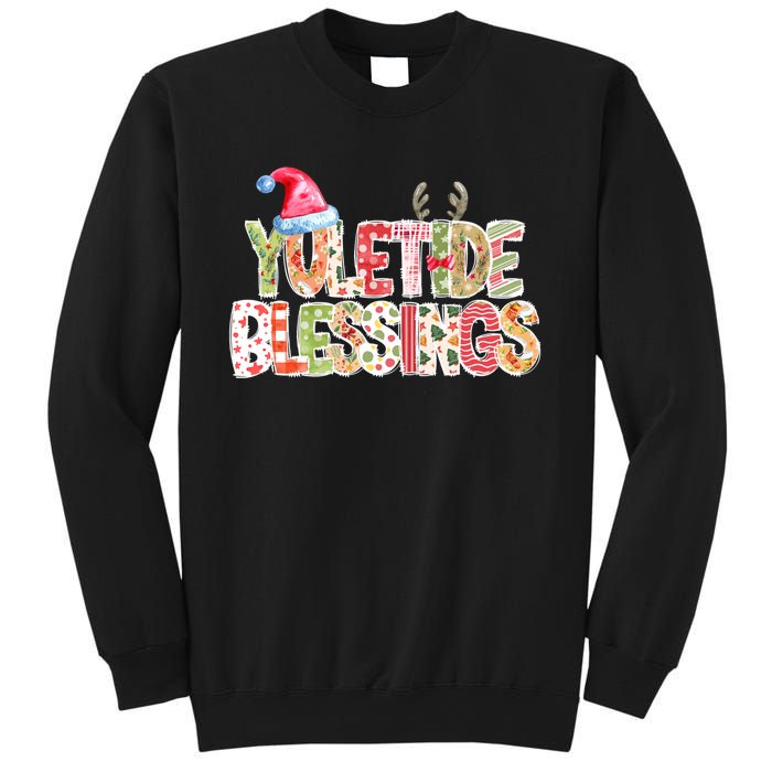 Yuletide Blessings Christmas Santa’S Hat Reindeer Antlers Sweatshirt