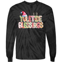 Yuletide Blessings Christmas Santa’S Hat Reindeer Antlers Tie-Dye Long Sleeve Shirt