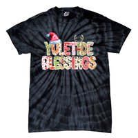 Yuletide Blessings Christmas Santa’S Hat Reindeer Antlers Tie-Dye T-Shirt