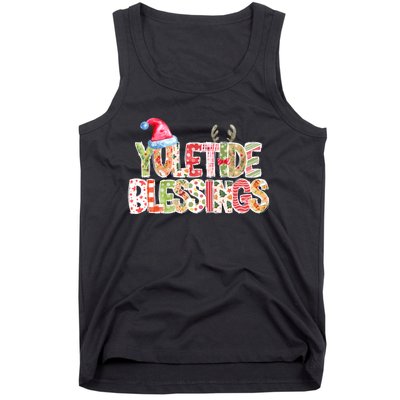 Yuletide Blessings Christmas Santa’S Hat Reindeer Antlers Tank Top